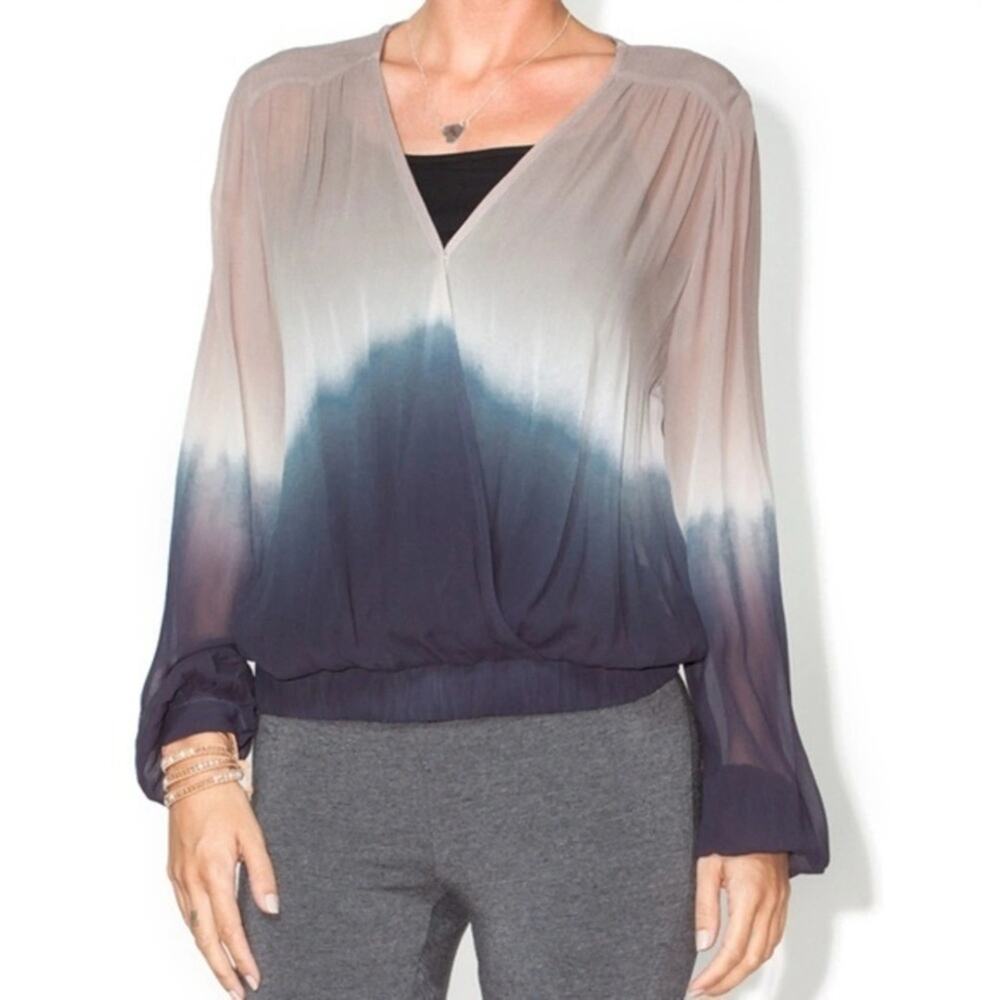 NEW Young Fabulous & Broke YFB Astrid Top Womens M Ombre Sheer Long Sleeve Shirt